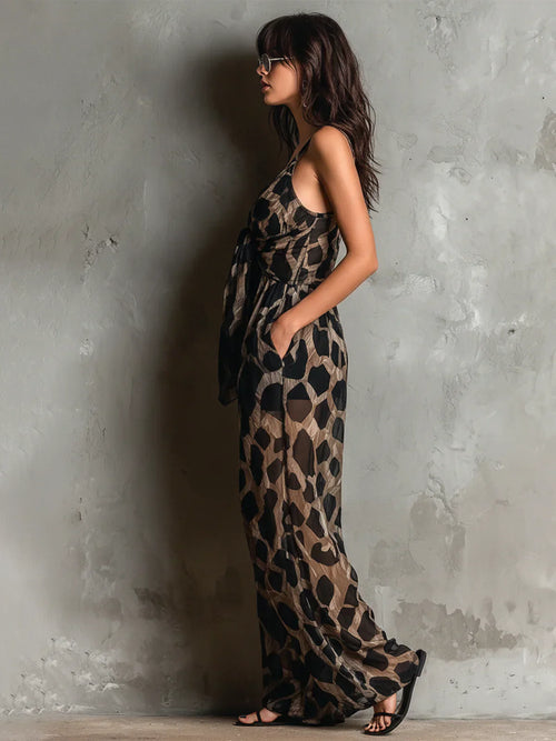 Ana&José™ | Mono estampado animal con escote halter