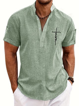 Elliott – Camisa Elegante de Manga Corta con Cuello Alto