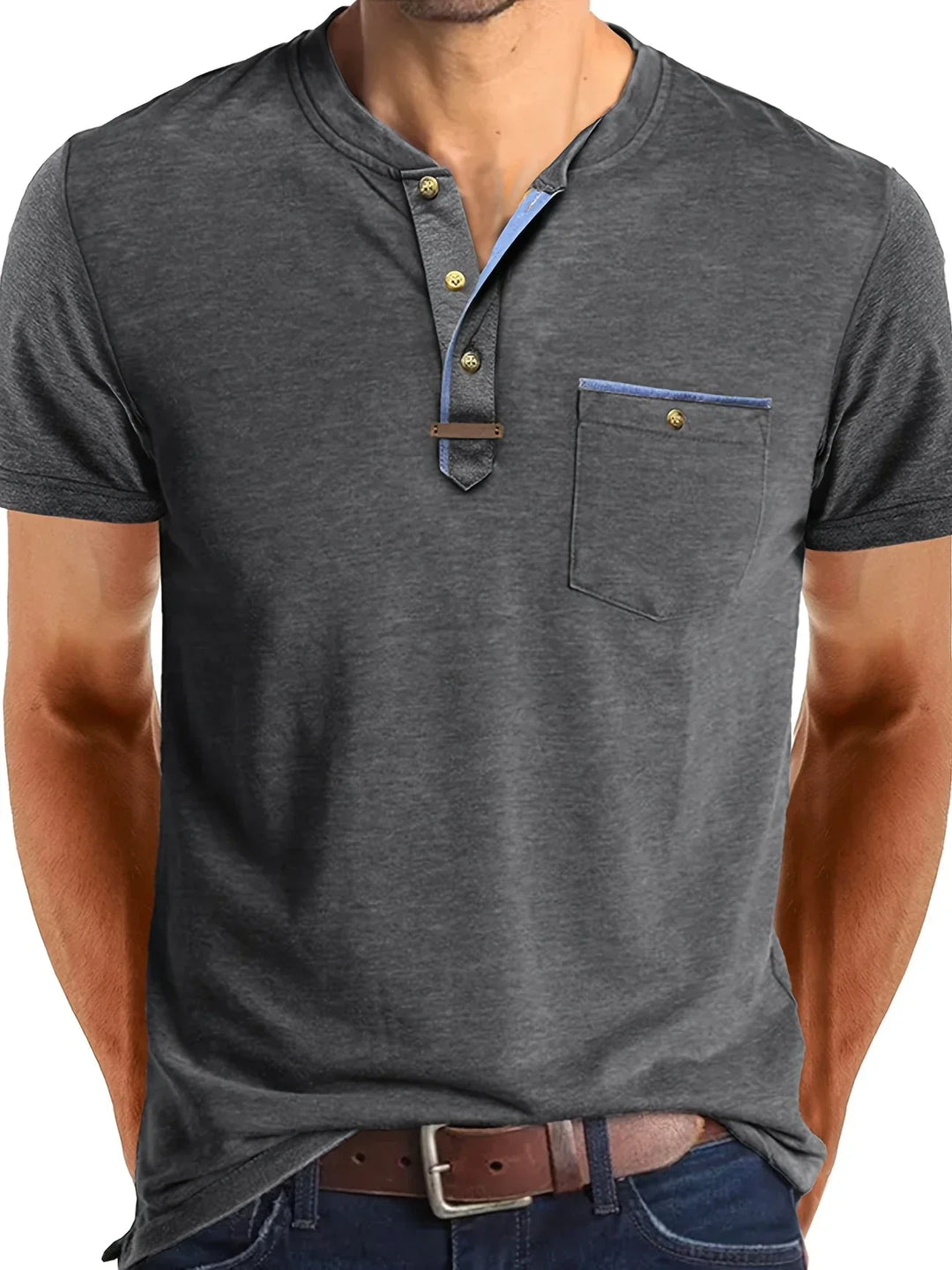 AnaJosé™ — Camiseta elegante de cuello redondo con bolsillo