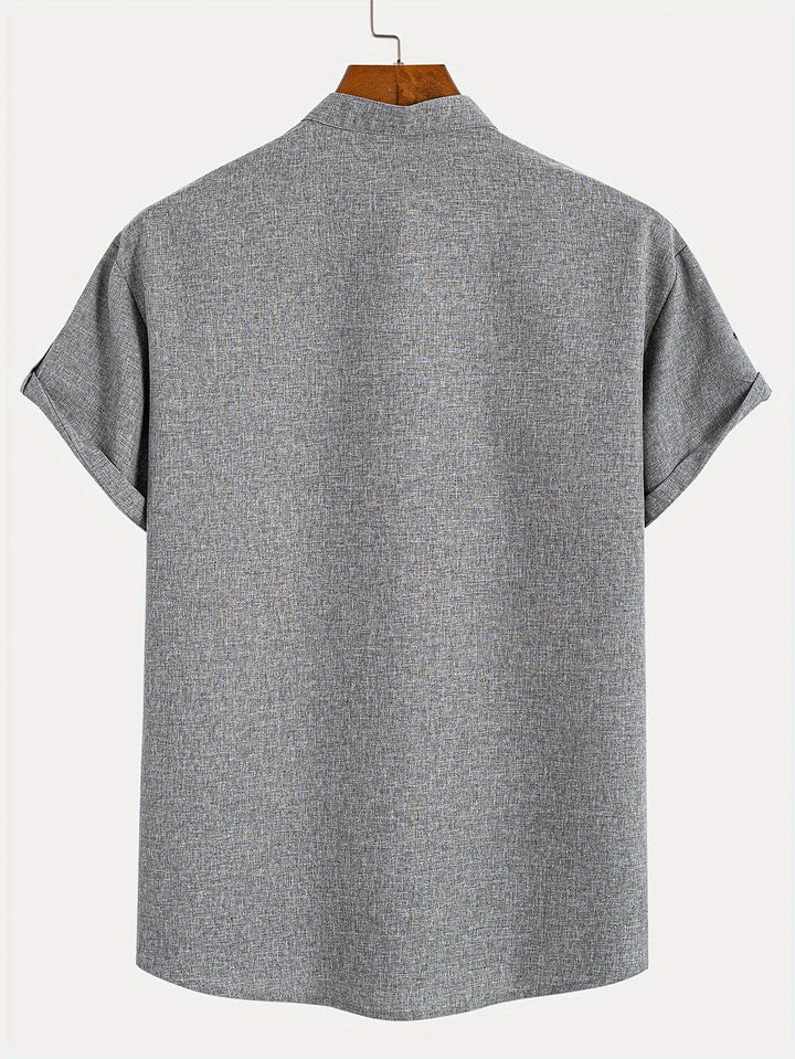 Elliott – Camisa Elegante de Manga Corta con Cuello Alto