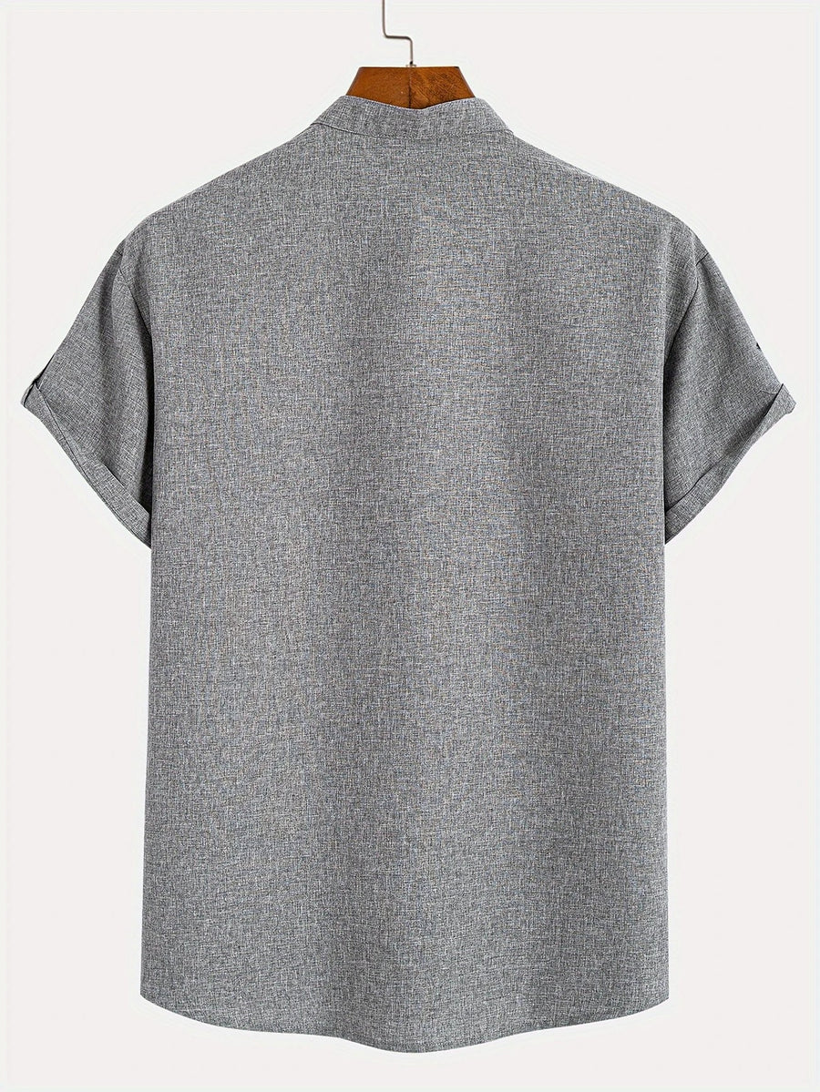 Elliott – Camisa Elegante de Manga Corta con Cuello Alto