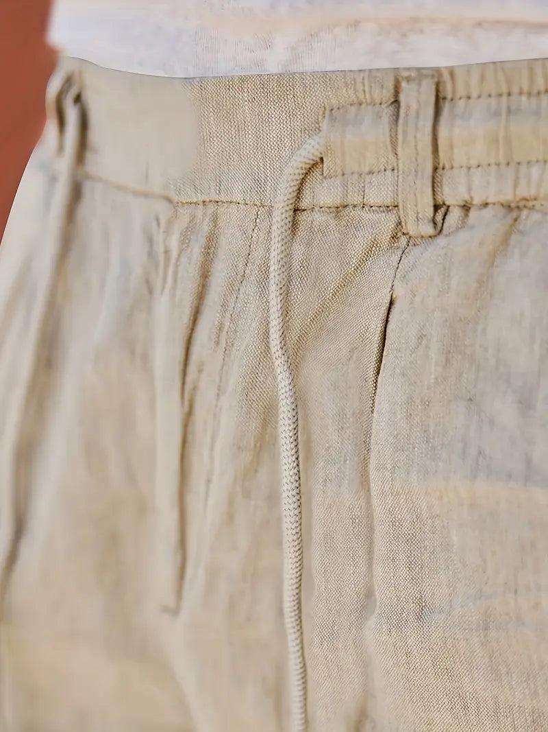 NICHOLS | PANTALONES LARGOS DE LINO CON CORDÓN