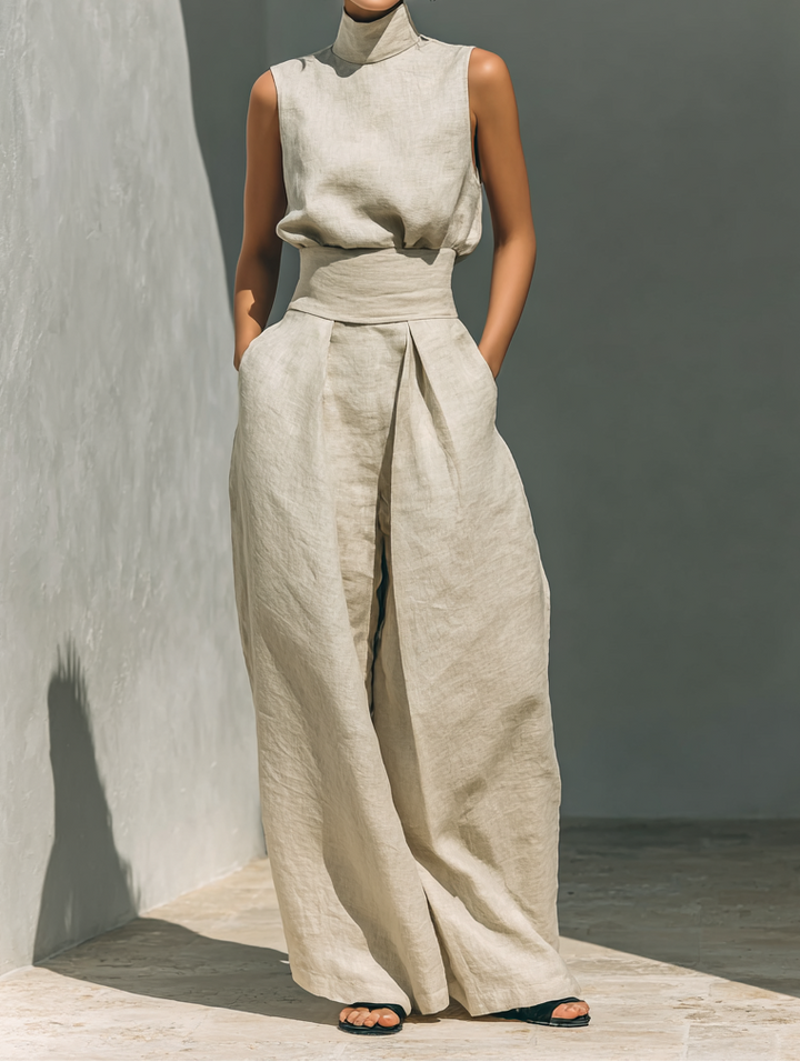 Maria - Conjunto de top y pantalones anchos