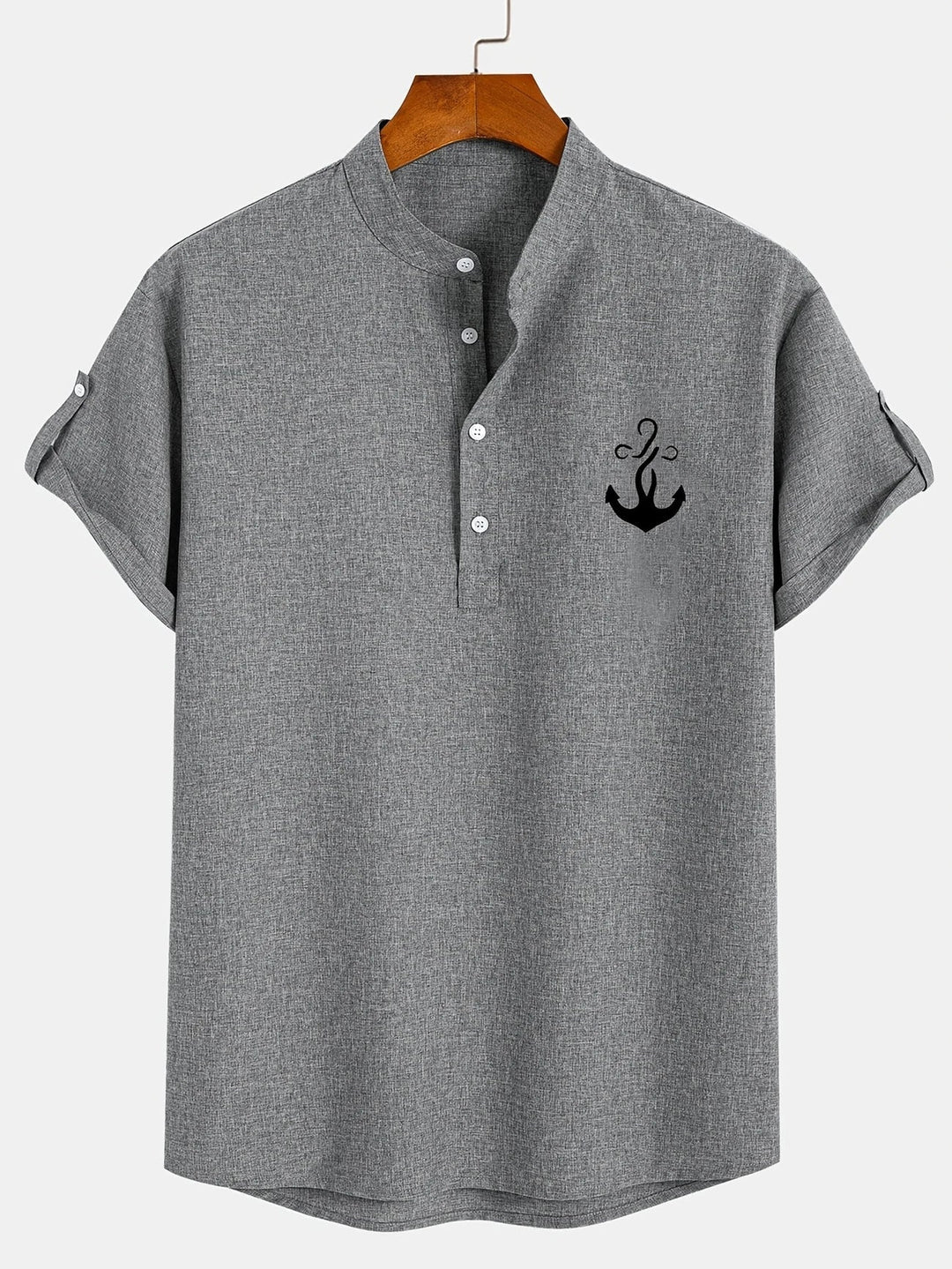 Elliott – Camisa Elegante de Manga Corta con Cuello Alto