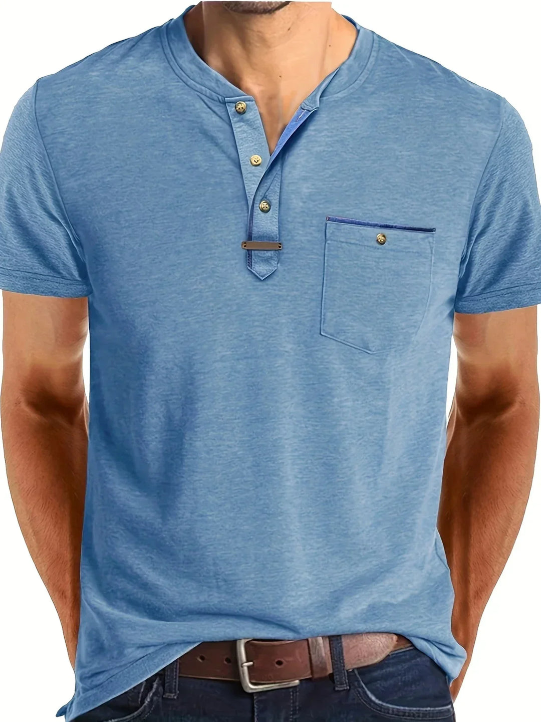 AnaJosé™ — Camiseta elegante de cuello redondo con bolsillo