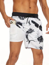 Shorts de baño de secado rápido con compresión interna para hombres