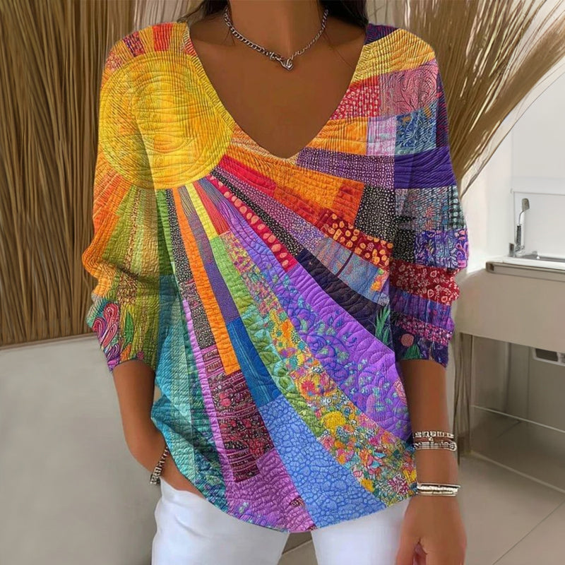 Ana&José | JERSEY ESTAMPADO CON CUELLO DE PICO PARA MUJER