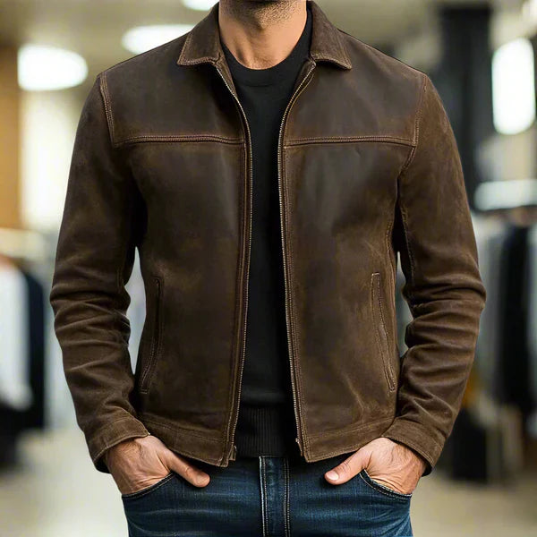 Mcmillan - Chaqueta de Cuero con Cremallera