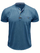 Saxon - Elegante Camiseta de Cuello Redondo con Bolsillo