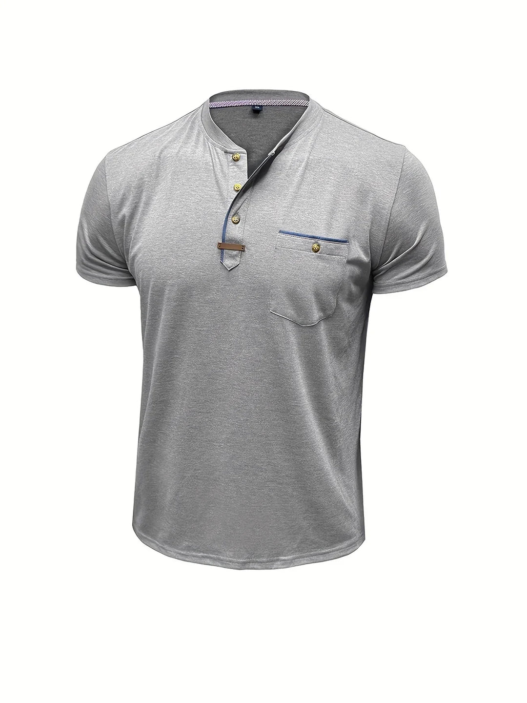 Saxon - Elegante Camiseta de Cuello Redondo con Bolsillo