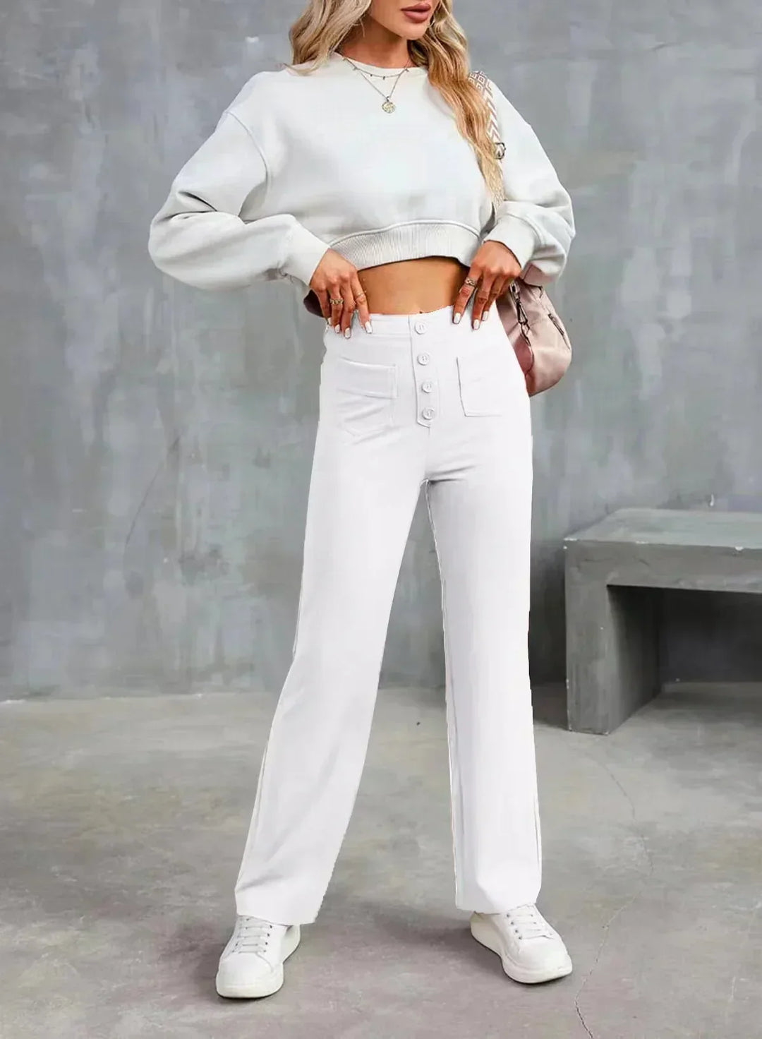 Pantalón de cintura alta y elástica