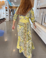 Nuria™ Vestido de fiesta con escote en V y mangas 3/4