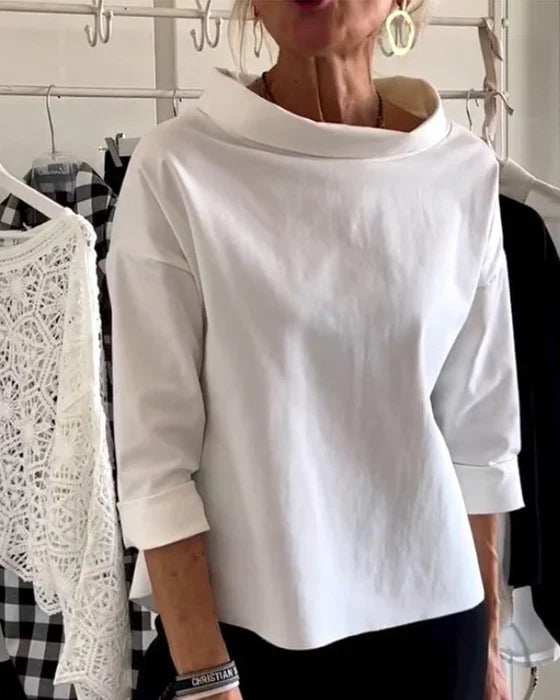 Elva - Blusa estructurada con cuello amplio