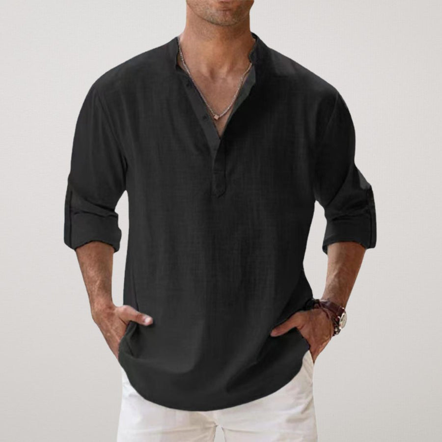 Ana&José | Camisa Henley de algodón con efecto lino