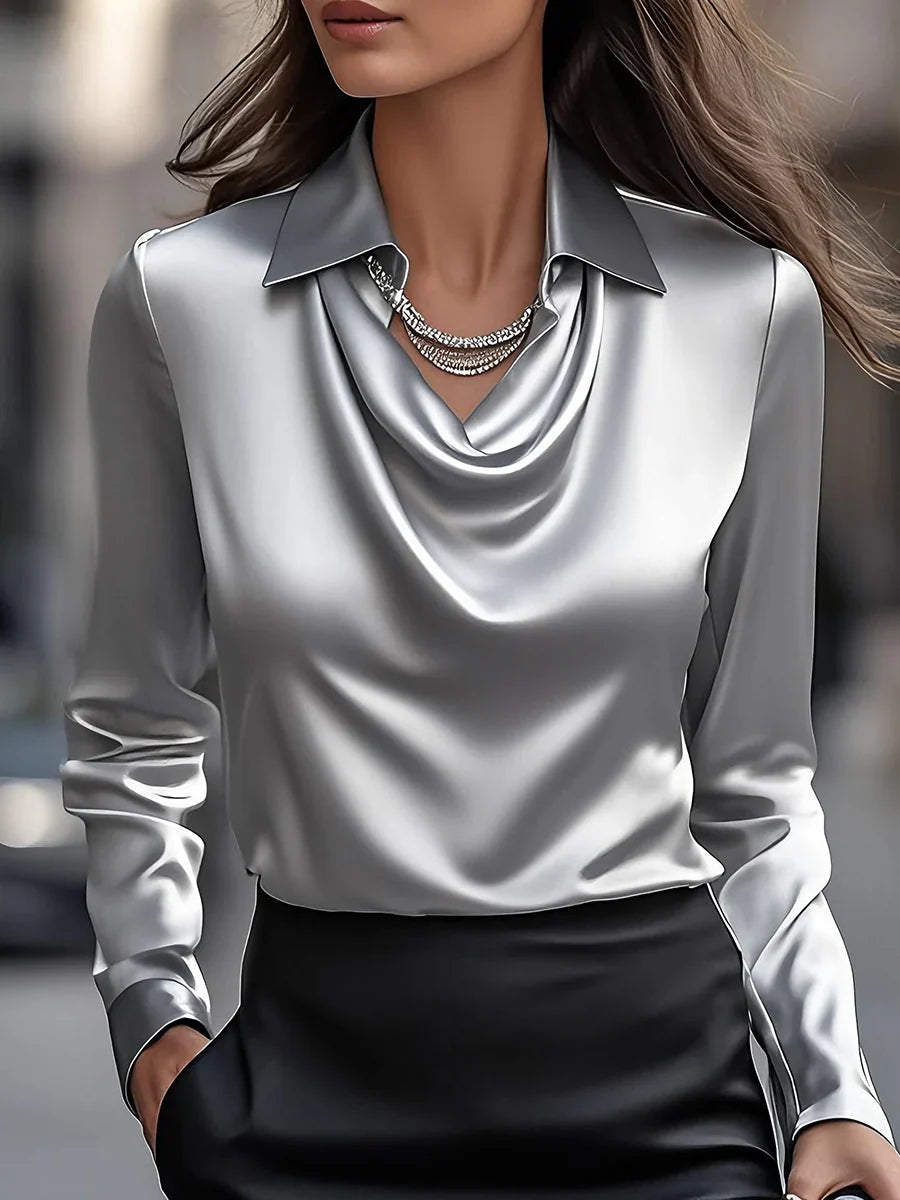 Ester - Blusa elegante con cuello drapeado