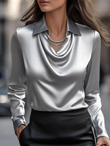 Ester - Blusa elegante con cuello drapeado