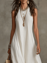 Vestido maxi bohemio sin mangas de caída fluida