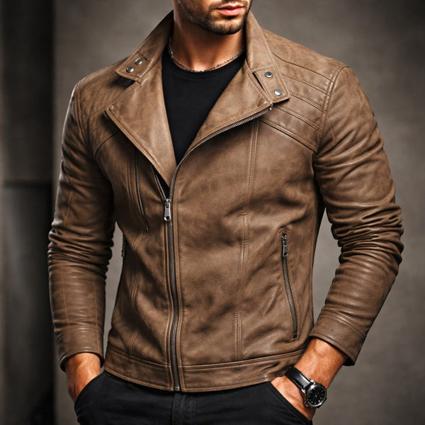 Jure - Chaqueta de Cuero con Cremallera