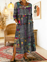 Ana&José™ | Vestido Denim con Patchwork Étnico