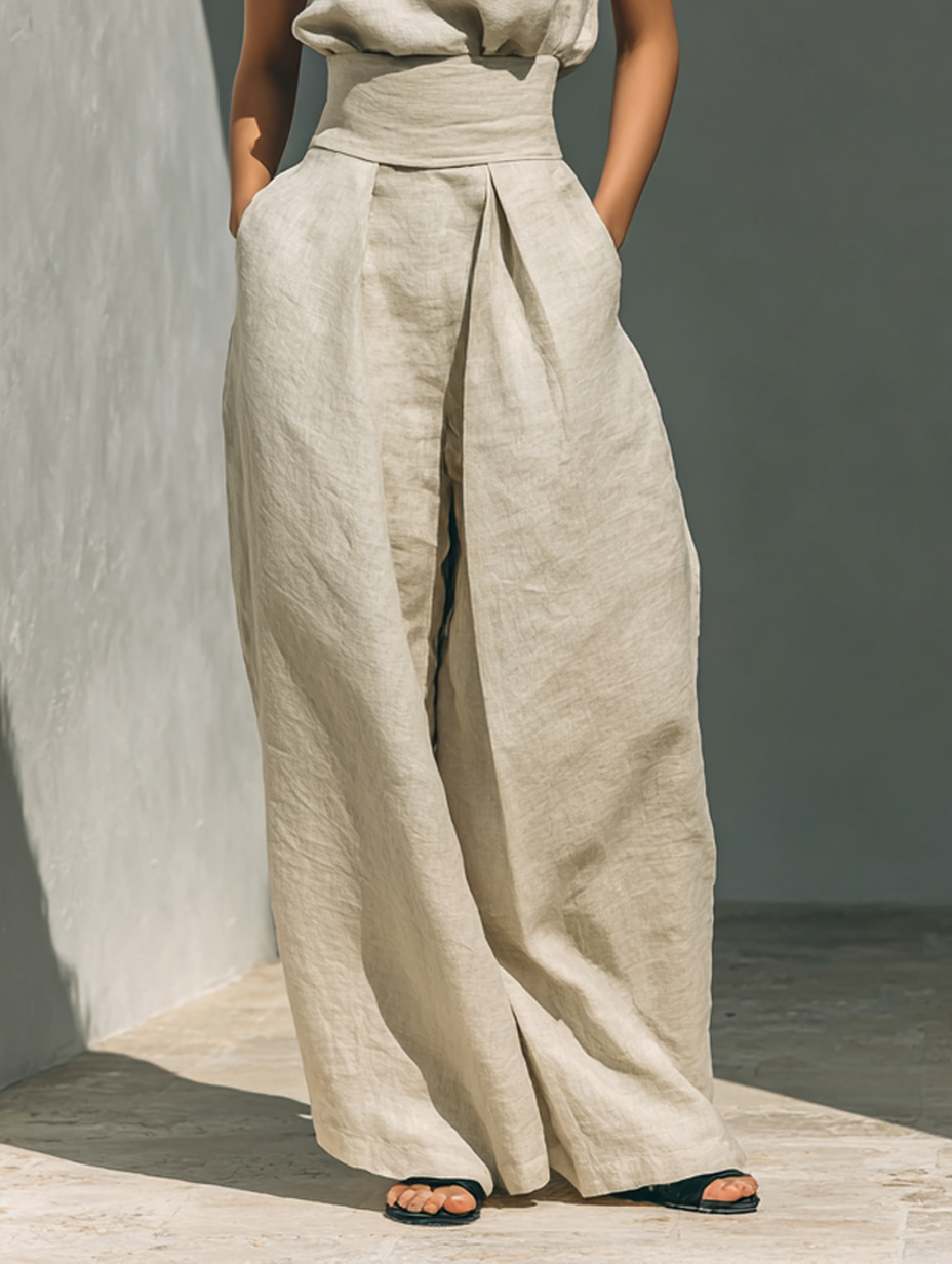 Maria - Conjunto de top y pantalones anchos