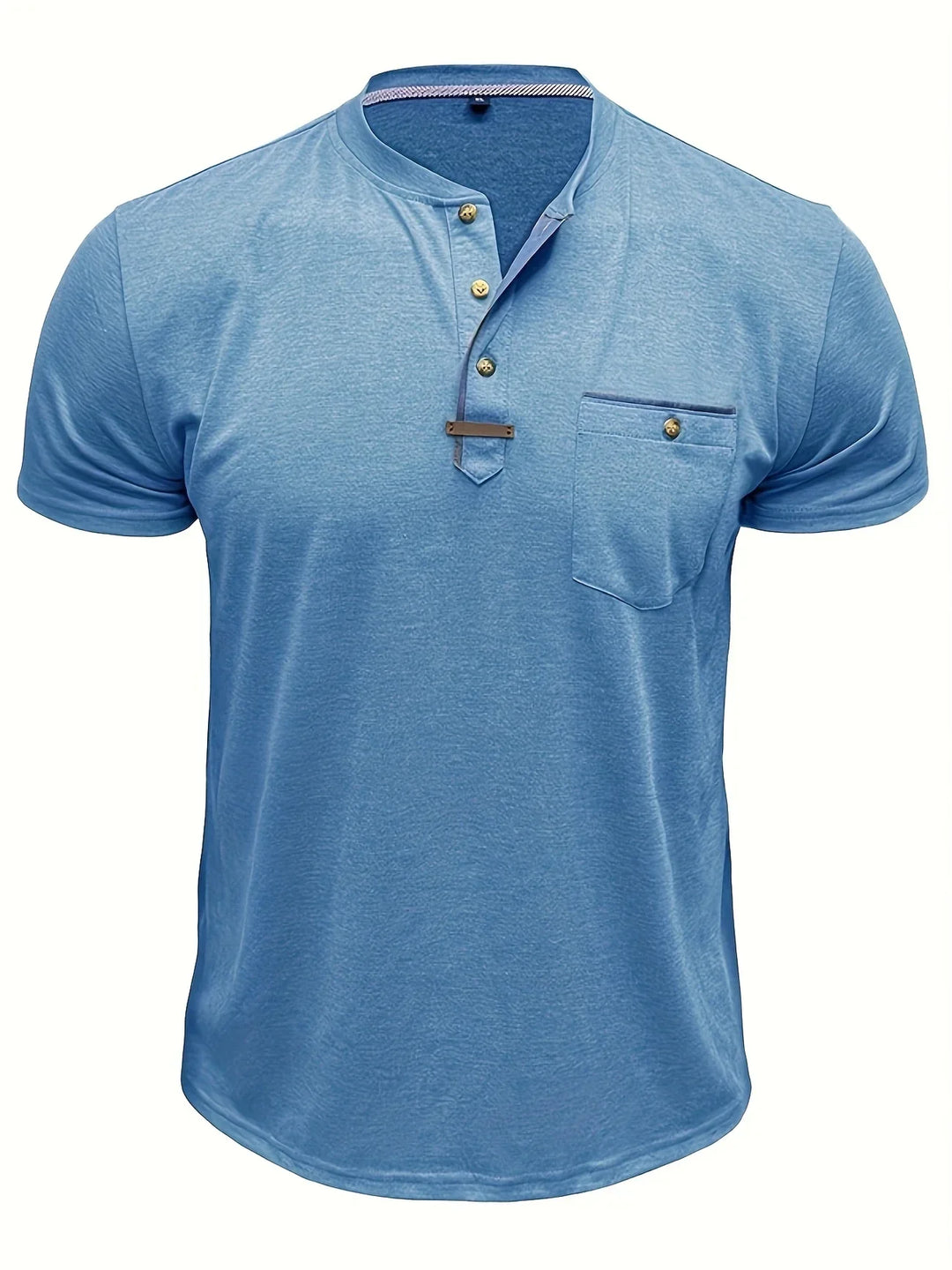 Saxon - Elegante Camiseta de Cuello Redondo con Bolsillo
