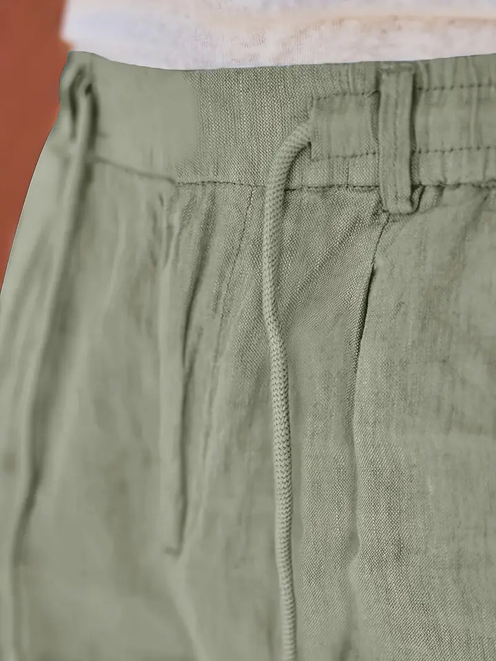 NICHOLS | PANTALONES LARGOS DE LINO CON CORDÓN
