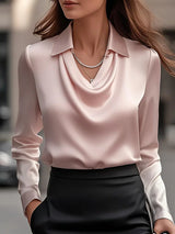 Ester - Blusa elegante con cuello drapeado