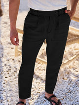 NICHOLS | PANTALONES LARGOS DE LINO CON CORDÓN