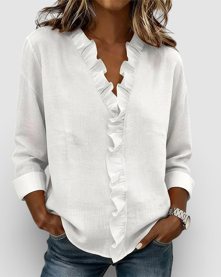 Inés™ | Blusa con volantes y escote en V