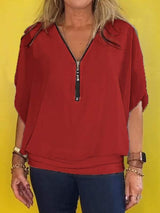 Paloma - Blusa informal con cremallera para mujer
