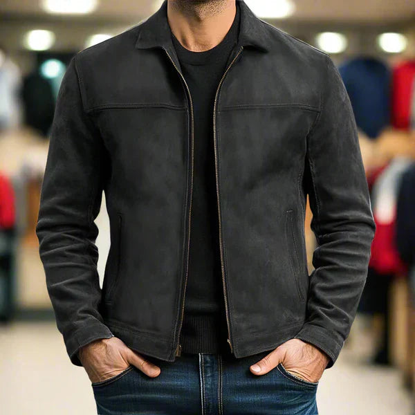 Mcmillan - Chaqueta de Cuero con Cremallera