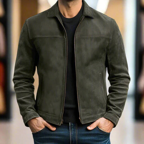 Mcmillan - Chaqueta de Cuero con Cremallera