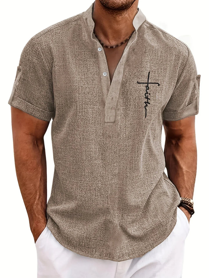 Elliott – Camisa Elegante de Manga Corta con Cuello Alto