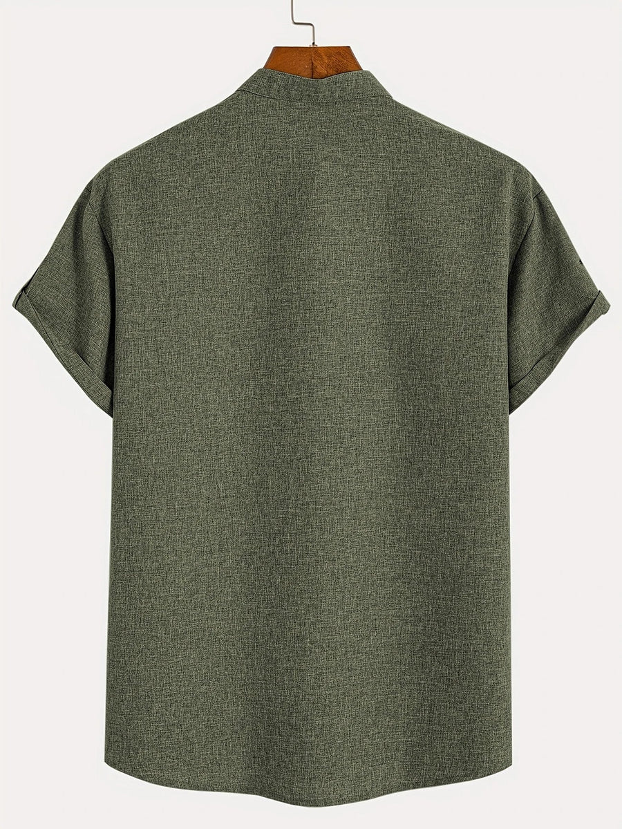 Elliott – Camisa Elegante de Manga Corta con Cuello Alto