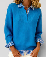 Berta – Jersey de punto con detalle de camisa a cuadros