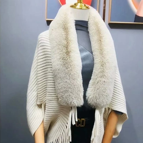 Livia - Bufanda amplia con cuello efecto pelo