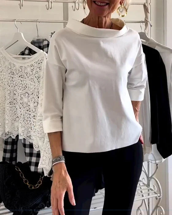 Elva - Blusa estructurada con cuello amplio