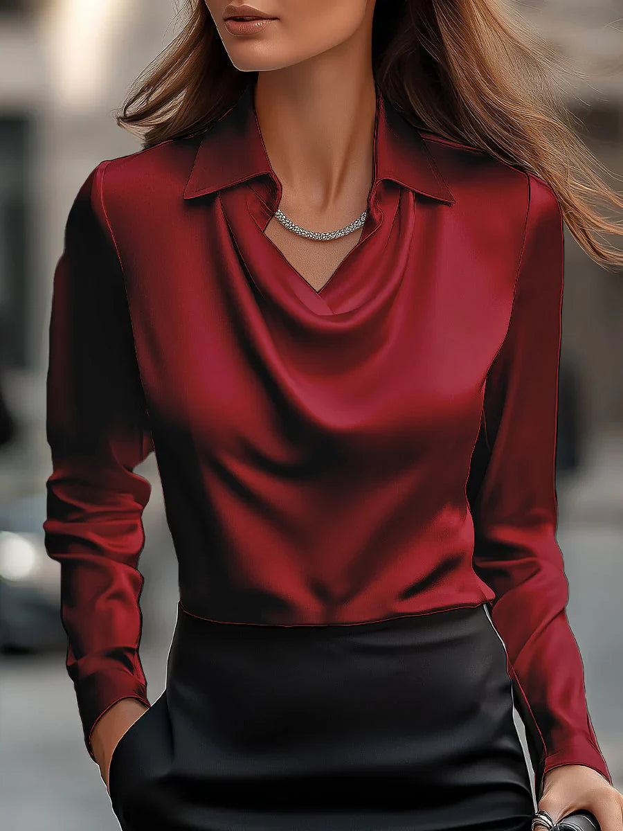 Ester - Blusa elegante con cuello drapeado