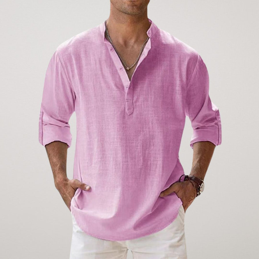 Ana&José | Camisa Henley de algodón con efecto lino