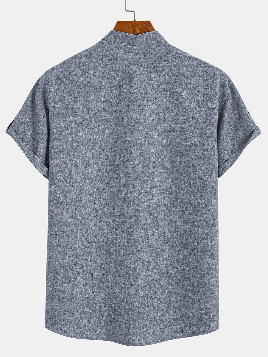 Elliott – Camisa Elegante de Manga Corta con Cuello Alto