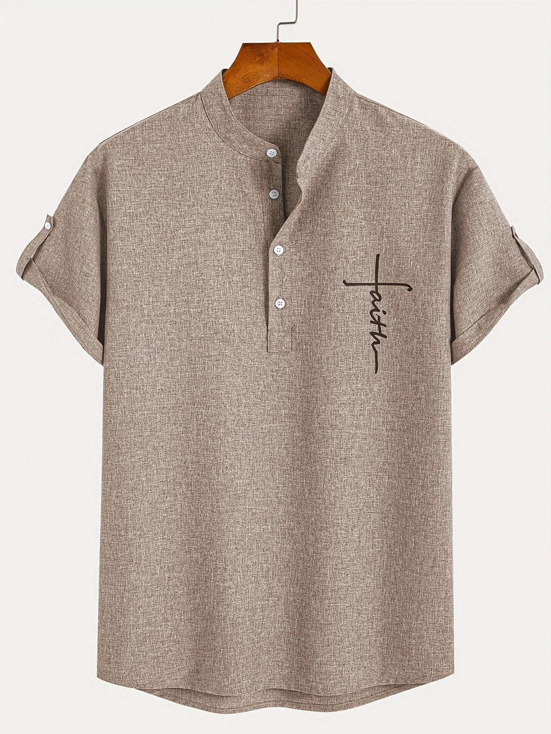 Elliott – Camisa Elegante de Manga Corta con Cuello Alto