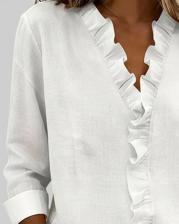 Inés™ | Blusa con volantes y escote en V