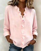 Ana&José | BLUSA CON CUELLO DE VOLANTES EN V PARA MUJER