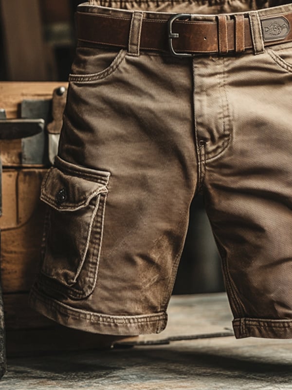 Novak – Pantalones Cortos Retro de Carga con Múltiples Bolsillos