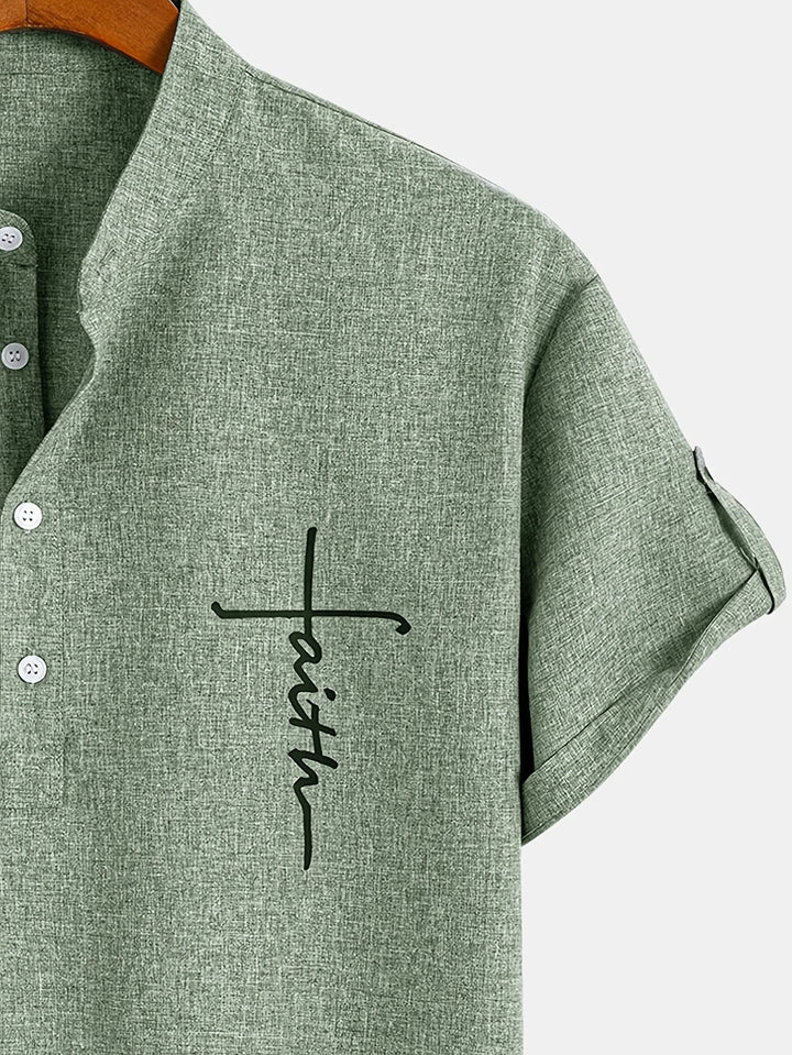 Elliott – Camisa Elegante de Manga Corta con Cuello Alto