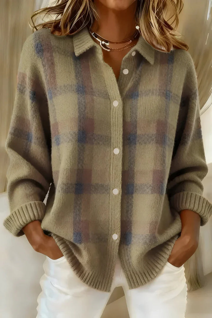Tesa - Cárdigan de cuadros suave y cálido