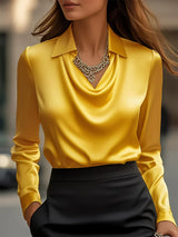 Ester - Blusa elegante con cuello drapeado