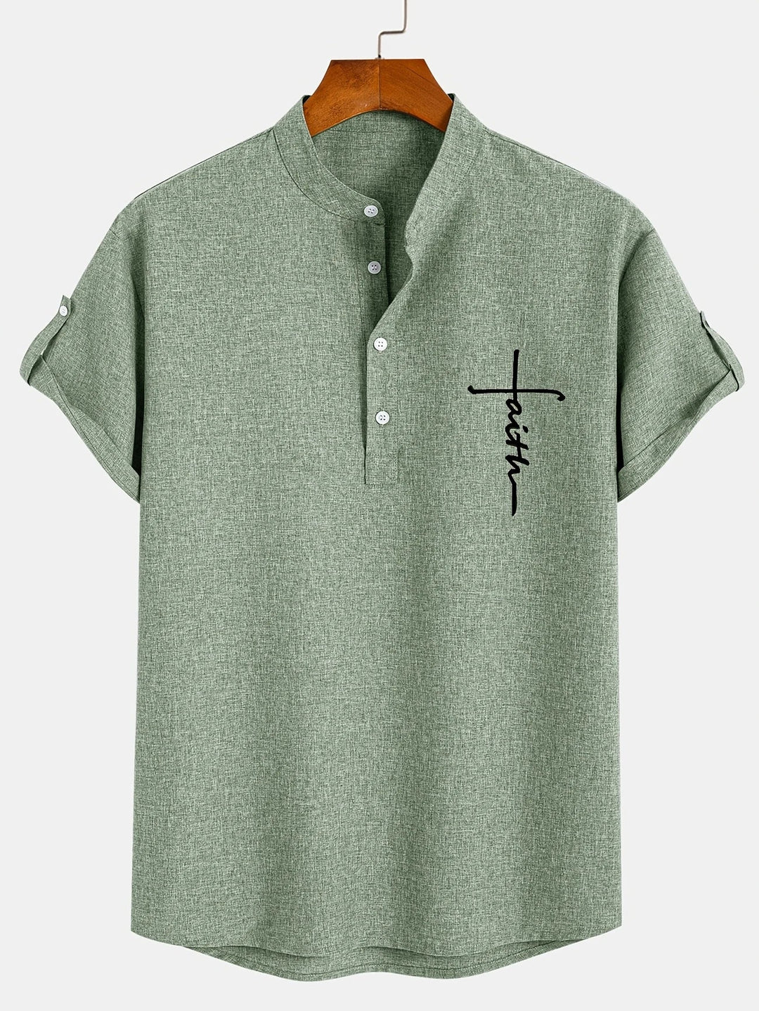 Elliott – Camisa Elegante de Manga Corta con Cuello Alto