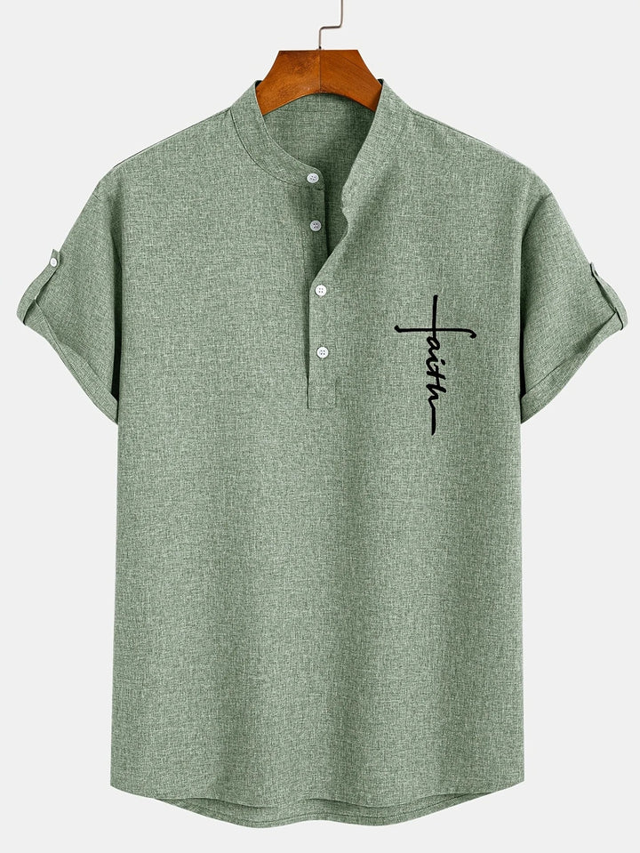 Elliott – Camisa Elegante de Manga Corta con Cuello Alto
