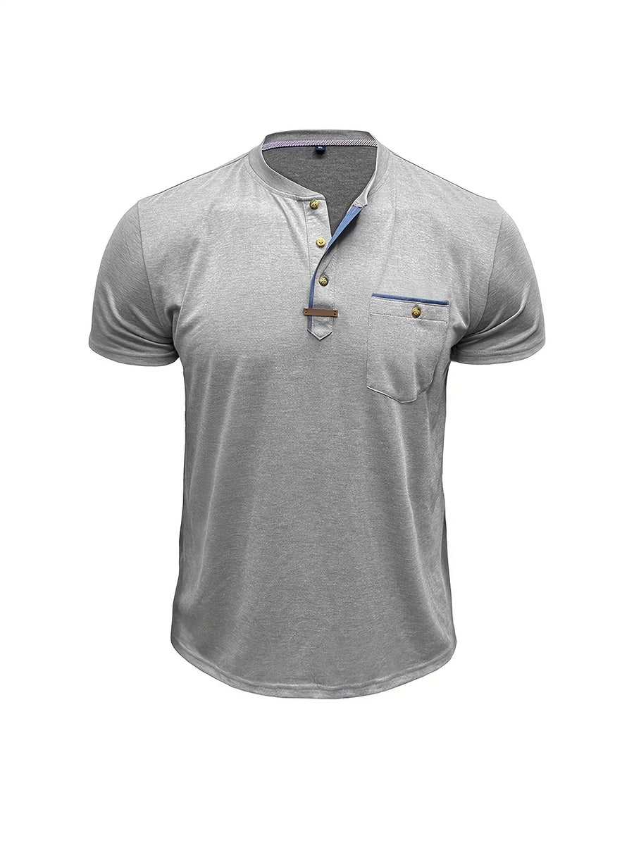 AnaJosé™ — Camiseta elegante de cuello redondo con bolsillo